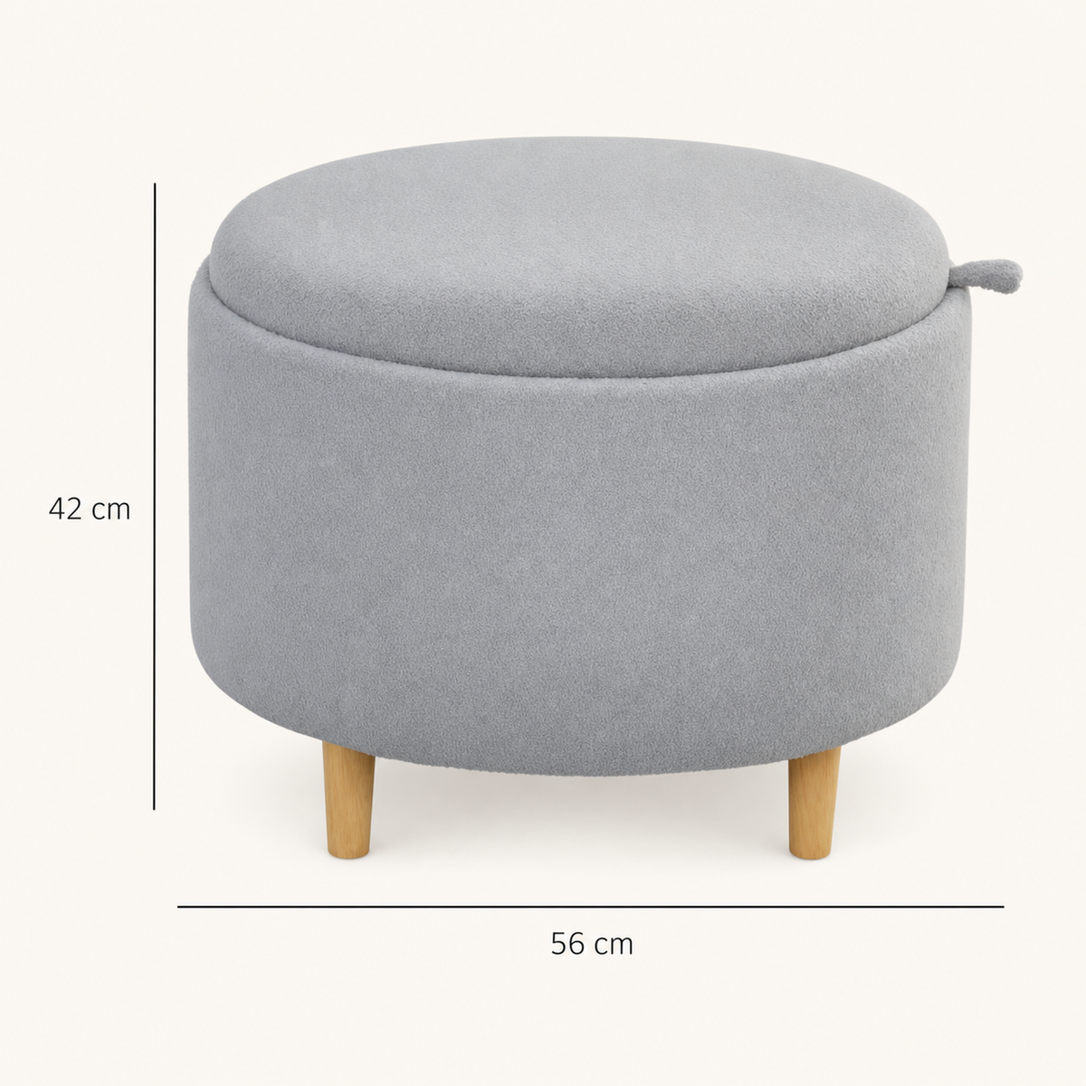 Pouf rond de rangement en bois massif Côme