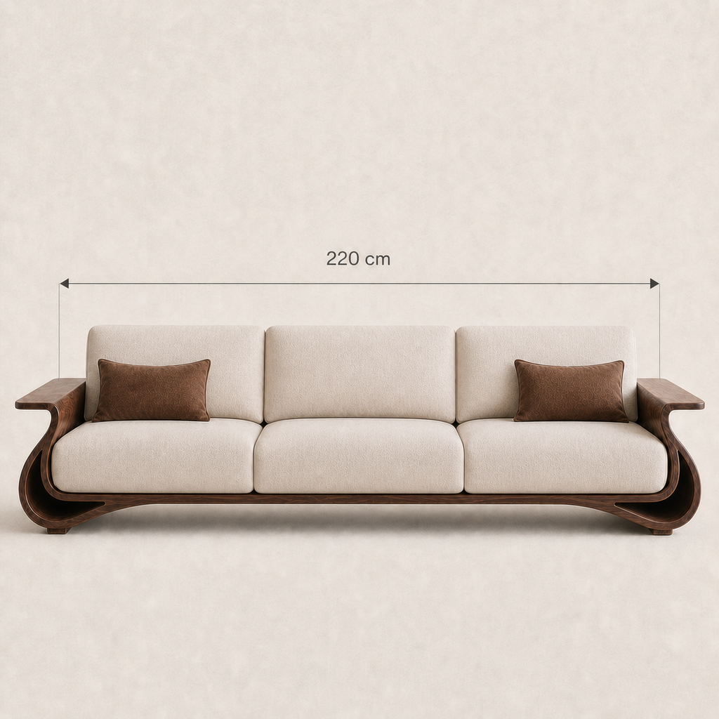 Canapé droit en bois Raphaël - 220 cm