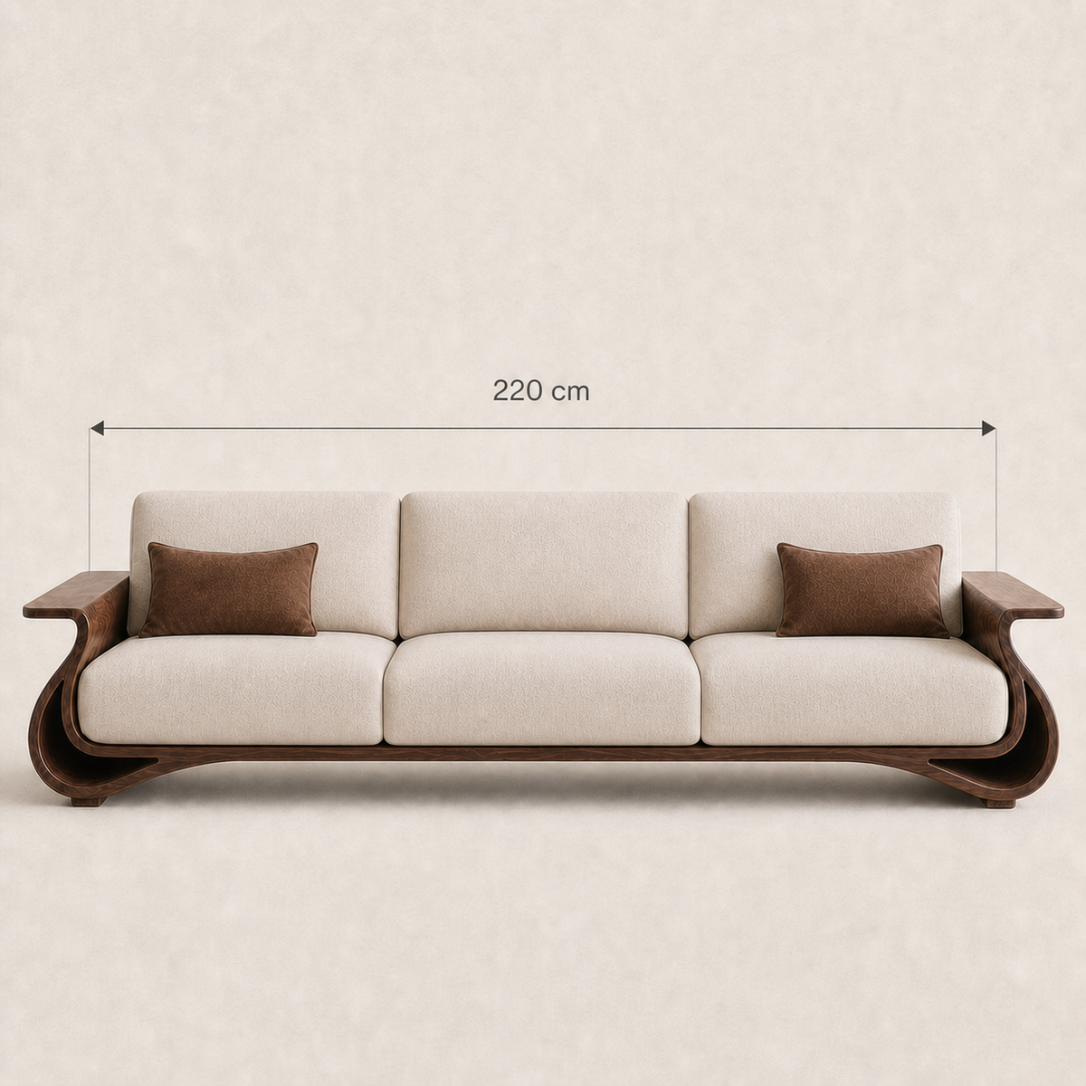 Canapé droit en bois Raphaël - 220 cm