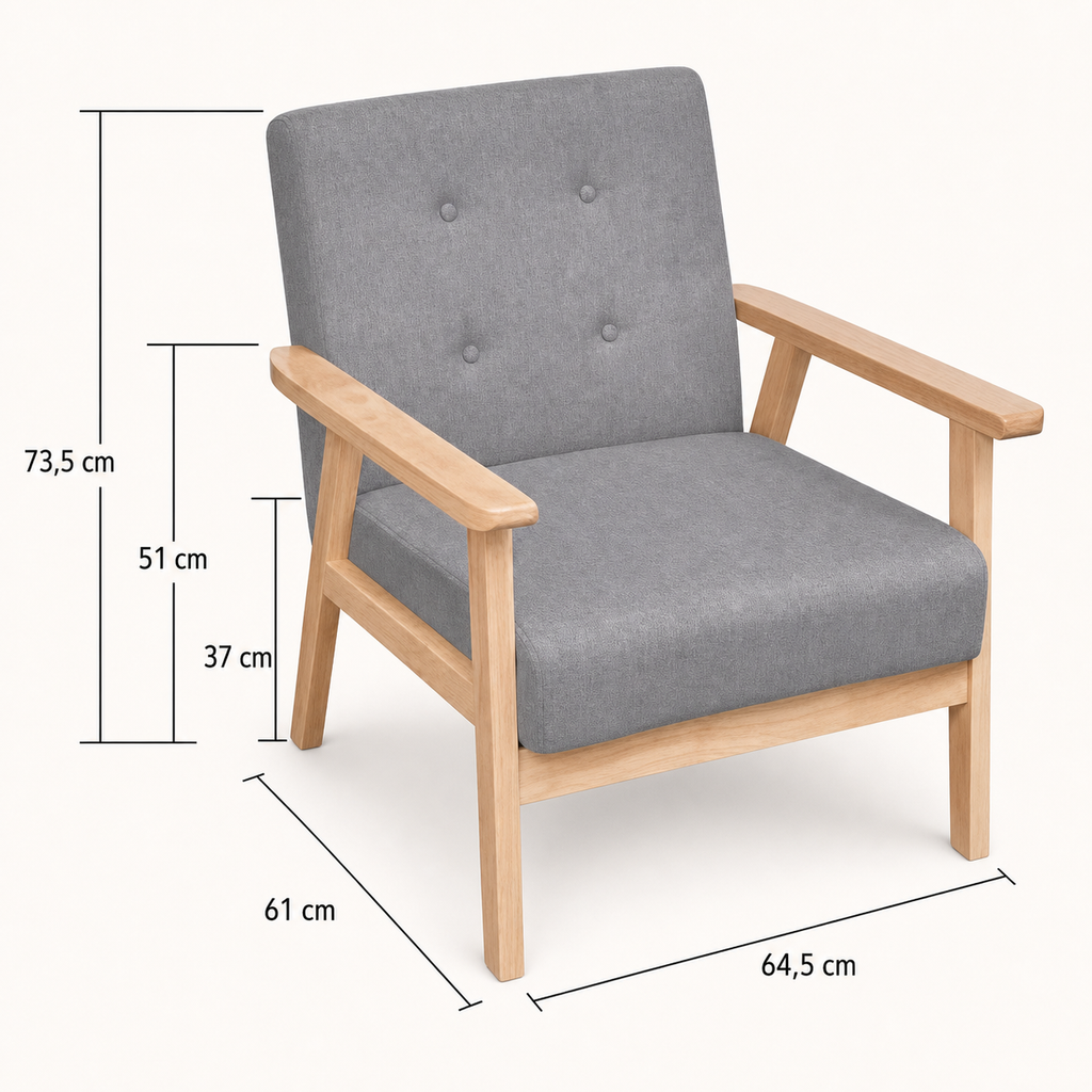 Fauteuil rétro en bois Sidonie - Bleu