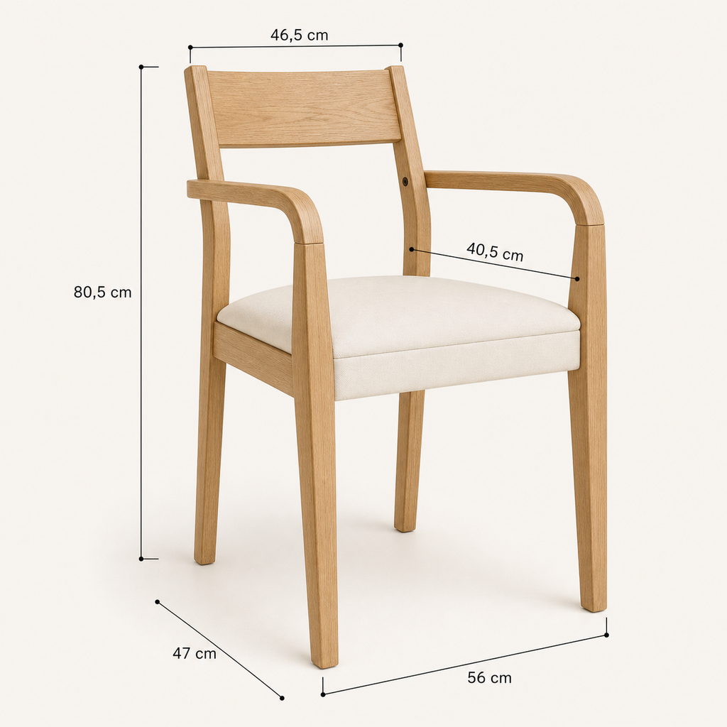Lot de 2 chaises de salle à manger en bois d'hévéa massif Aurore