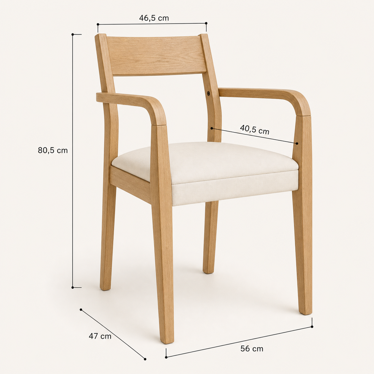 Lot de 2 chaises de salle à manger en bois d'hévéa massif Aurore