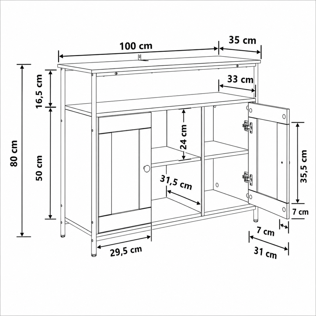 Buffet 100 cm en bois Victoire